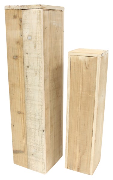 FRANK FLECHTWAREN | Säule Rustikal, 2er Set, HOLZ, 15 x 15 x 60 cm, 20 x 20 x 79 cm