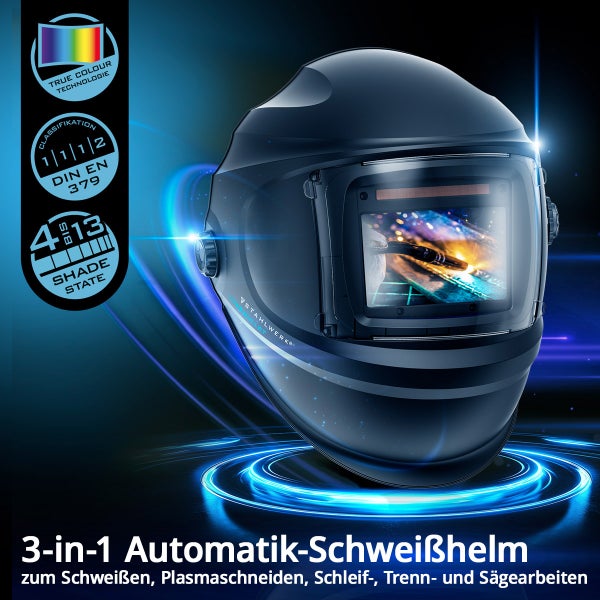 Automatik Schweißhelm für Schweiß-, Plasmaschneid-, Schleif-, Trenn- und Sägearbeiten
