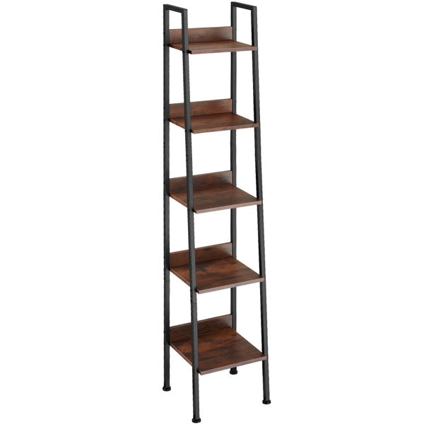 Leiterregal tectake Folkestone inklusive Kippschutz, 35,5 x 31,5 x 170,5 cm Industrial Style Industrial Holz dunkel, rustikal