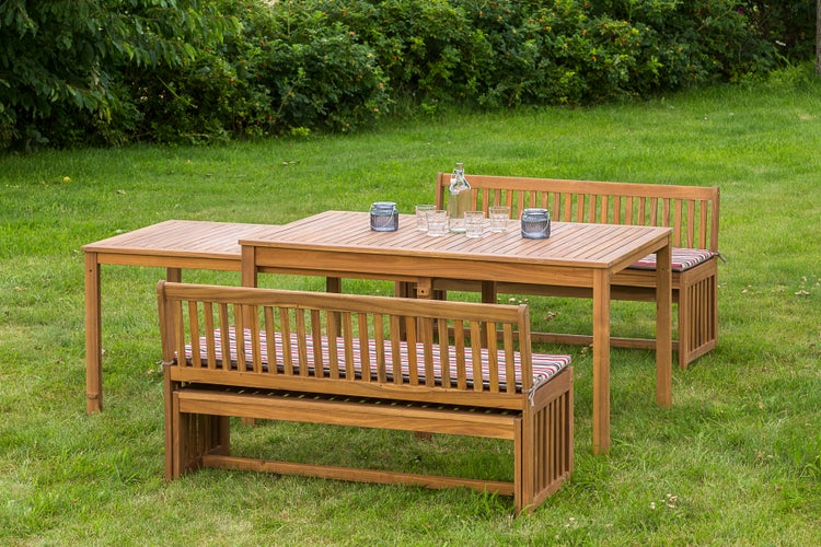 Hawaii Gartenmöbelset, 2 Bänke, 2 Tische, ineinander verstaubar