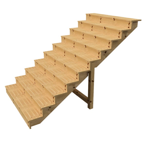 Holztreppe mit sieben Stufen für den Außenbereich