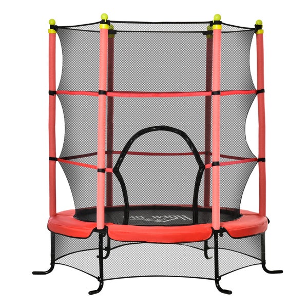 HOMCOM Kindertrampolin, Gartentrampolin mit Sicherheitsnetz, bis 50 kg, Ø163 cm, Stahl, Rot