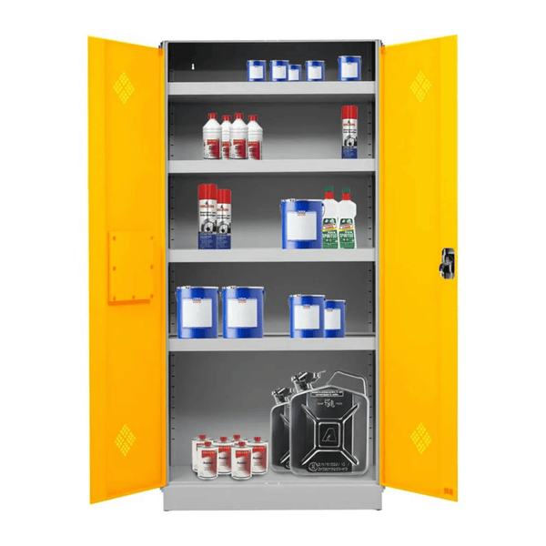 PROREGAL Gefahrstoffschrank Snake HxBxT 195 x 92 x 42 cm Grau-Rapsgel