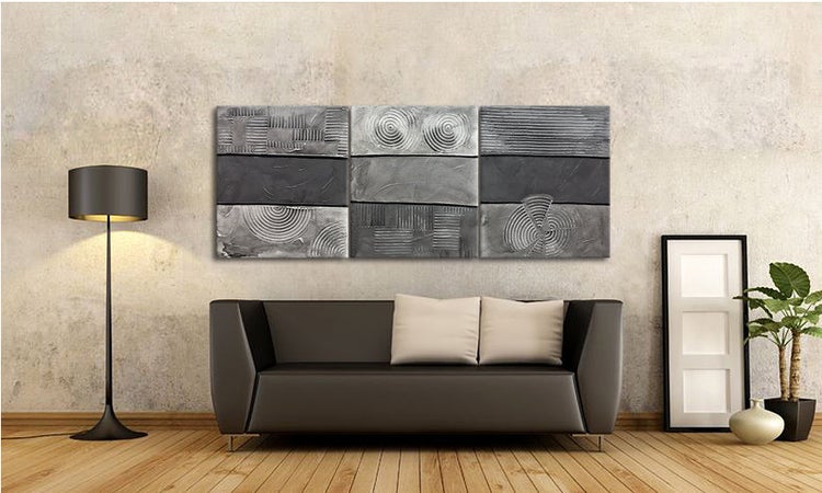 Das Wohnzimmerbild -Stoned Signs- 180x70x2 cm handgemaltes Unikat