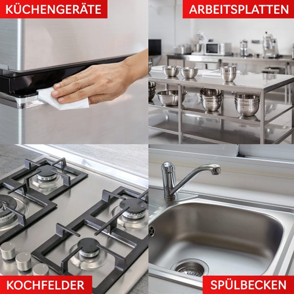 Nordicare Edelstahlreiniger Creme [500ml] Edelstahlpflege für effektive Reinigung I Löst Fett und Verunreinigungen I Edelstahl Reiniger professionell, Eloxal Reiniger