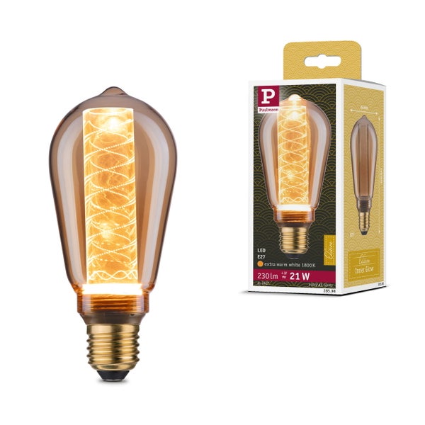 Inner Glow Edition LED Kolben Innenkolben Spiralmuster E27 230V 230lm 4W 1800K Gold