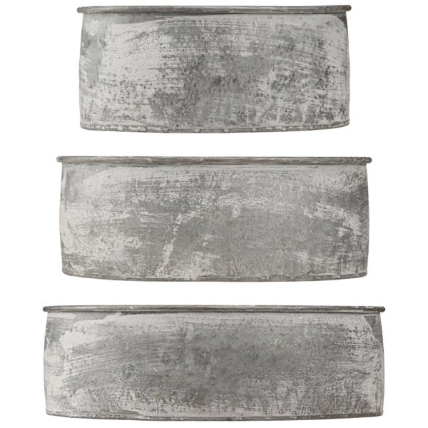 Set aus drei rechteckigen Pflanzgefäßen aus Metall