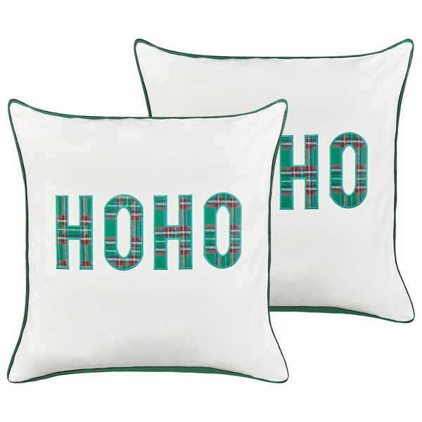 Dekokissen 2er Set JOYCANDY Baumwolle 45 x 45 cm Weiß Weihnachtsmotiv