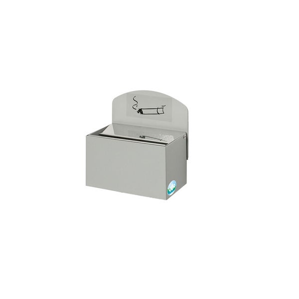 Wandascher aus Metall mit Zigarettensymbol und VAR Logo.