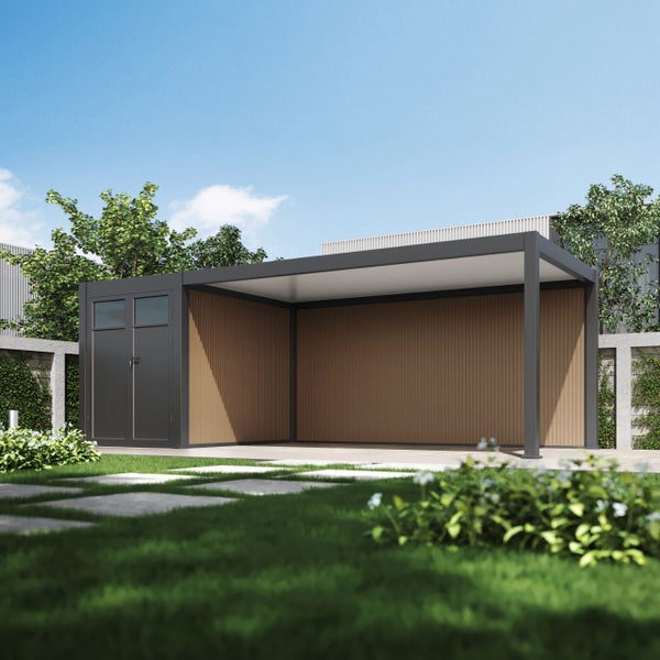 Weide Carport mit Abstellraum Aluminium Pergola 3x7,2m Anthrazit Garage Überdachung