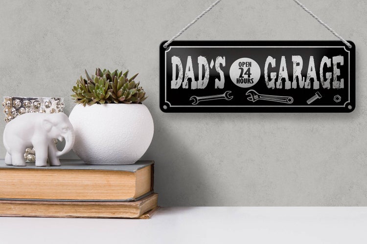 Blechschild Spruch 27x10cm Dad´s Garage open 24 Hours Dekoration