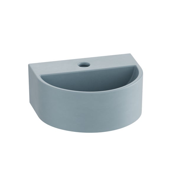 EMKE U-förmiges Handwaschbecken 303 x 255 mm, Keramik, Matt Hellgrau-Blau, Wandwaschbecken, mit Wasserhahnbohrung, für Badezimmer und Gäste-WC, Höhe: 12 cm