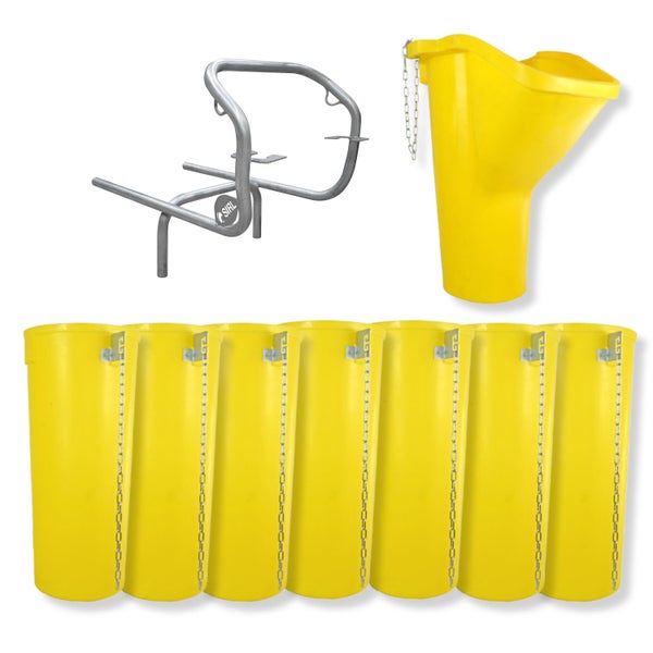 Abbildung von Tränkebecken, Trichter und Halterung für Tierbedarf