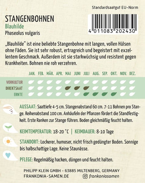 Stangenbohnen Blauhilde Saatgutpackung