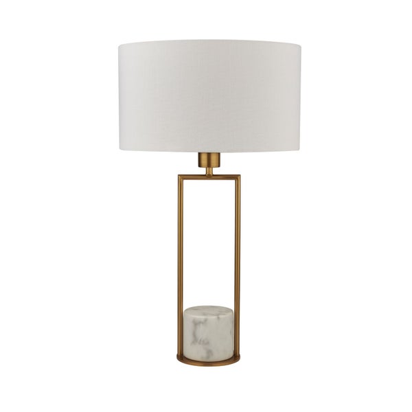 Tischleuchte mit Stoffschirm und Marmorfuß