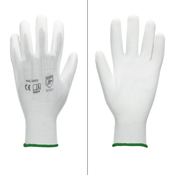 ECD Germany 1 Paar Arbeitshandschuhe mit PU-Beschichtung, Größe 11-XXL, Weiß, atmungsaktiv, rutschfest, robust, Mechanikerhandschuhe Montagehandschuhe Schutzhandschuhe Gartenhandschuhe Handschuhe