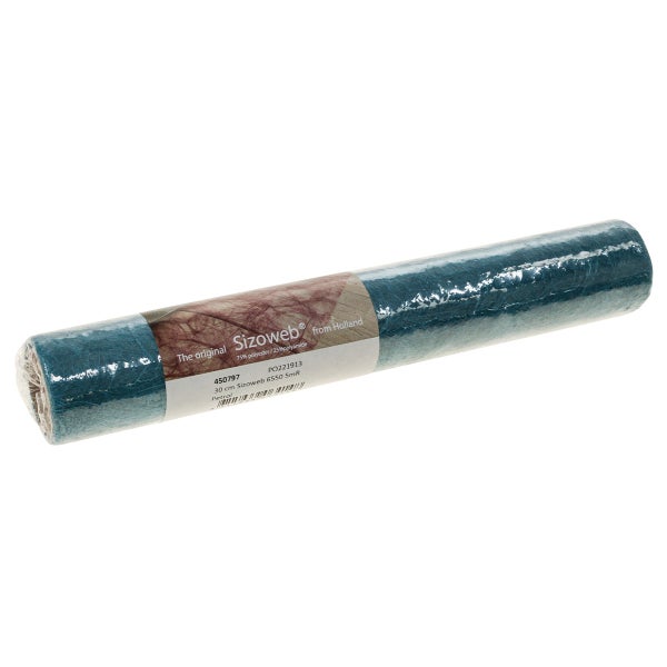 Sizoweb Tischband Rolle, petrolfarben, aus Polyester und Polyamid, Breite 30 Zentimeter, Länge 5 Meter, für Tischdekoration.