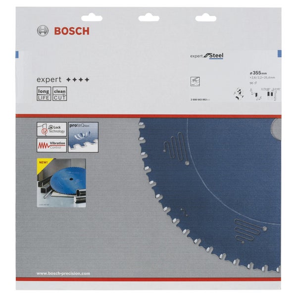 Bosch Kreissägeblatt Expert for Steel für Kapp- und Gehrungssägen 355 x 25,4 x 2,6 mm 90 - 2608643063