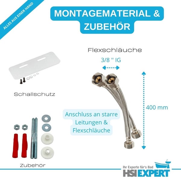 Montagematerial und Zubehör für Sanitäranlagen: Flexschläuche, Schallschutz und diverses Zubehör