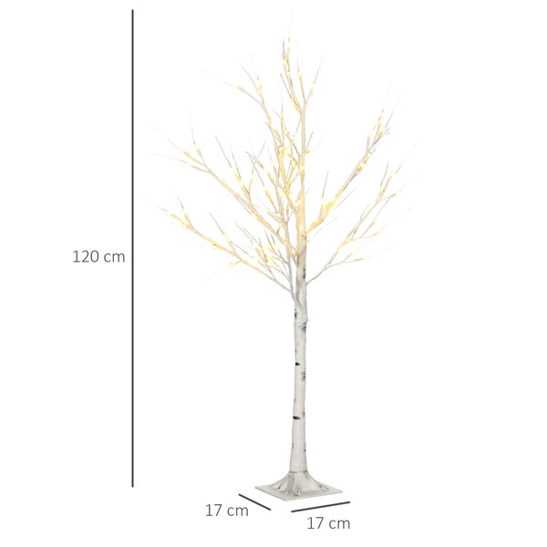 HOMCOM Kunstbaum, 17L x 17B x 120H cm, Kunststoff, Metall, Weiß