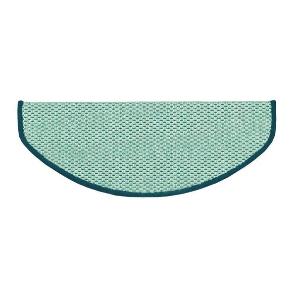 FLOORDIREKT Stufenmatte Kalkutta - Sisaloptik - Schlingenpol - Selbstklebend - Grün - Halbrund - 23,5 x 65 cm