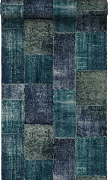 Origin Wallcoverings Tapete Kelim-Patchwork Smaragdgrün - 53 cm x 10.05 m - 347467