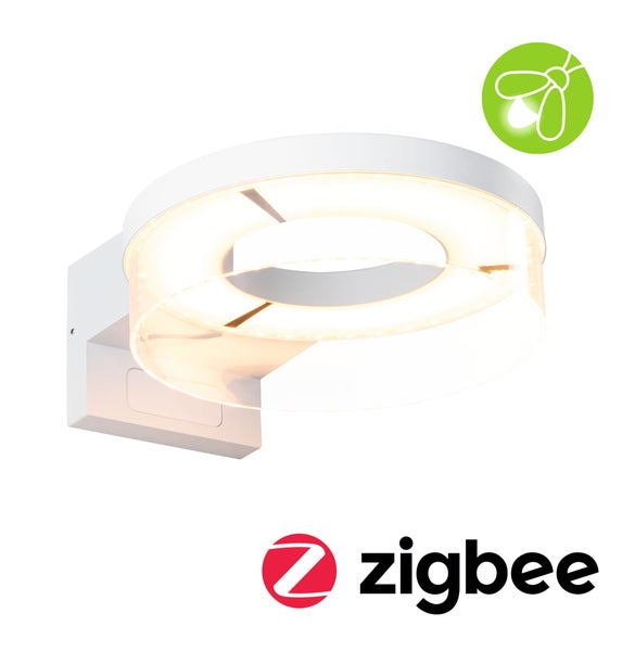 LED Außenwandleuchte Smart Home Zigbee 3.0 Capera Dämmerungsgesteuerter Bewegungsmelder (IR) insektenfreundlich IP44 231mm Tunable Warm 12,5W 800lm 230V Weiß Aluminium