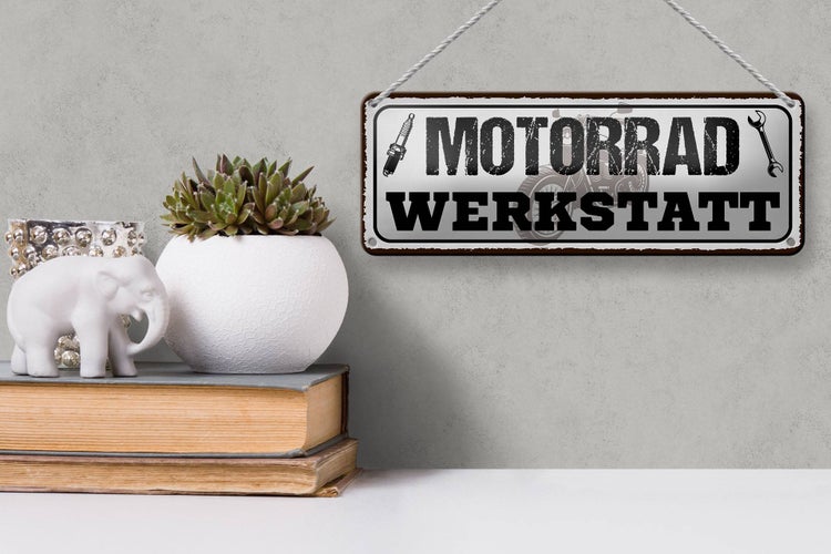 Blechschild Spruch 27x10cm Motorrad Werkstatt Werkzeug Dekoration