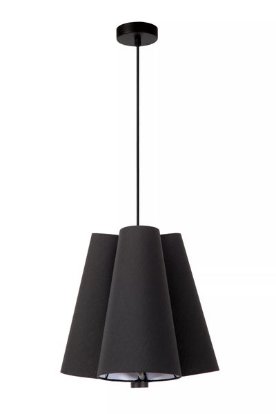 Schwarze Hängelampe mit Stoffschirm