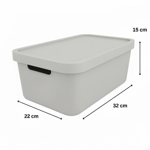Aufbewahrungsbox aus Kunststoff mit Deckel, circa 32 cm lang, 22 cm breit und 15 cm hoch