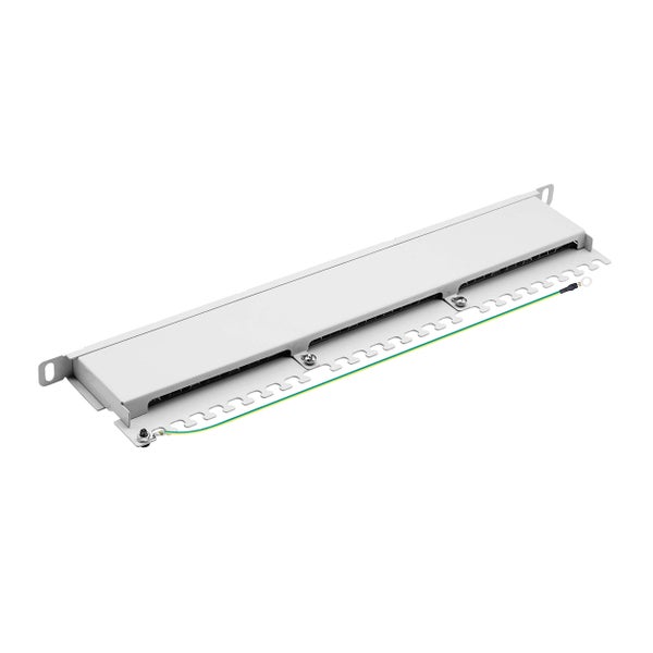 ProfiPatch Cat6a Patchpanel Patchfeld 19 Zoll 24 Port Verteilerfeld für Keystone Module RJ45 Rackeinbau geschirmt 0,5HE grau