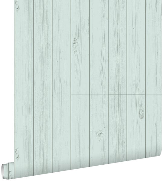 ESTAhome Tapete Holz-Optik Pastell Mintgrün - 53 cm x 10.05 m - 128851