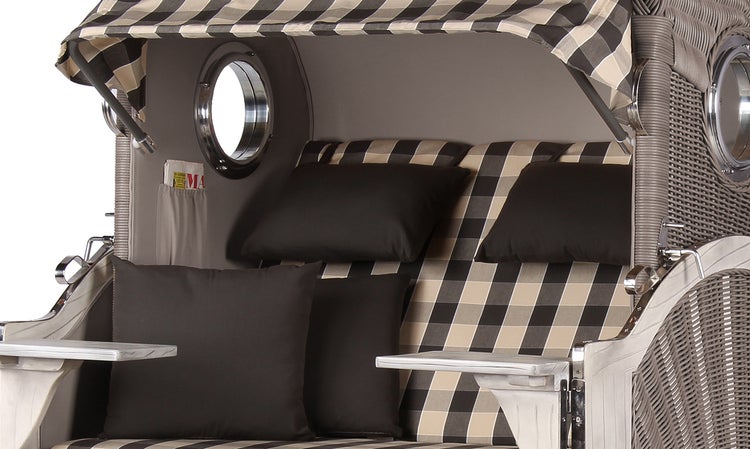 Strandkorb Rantum Mahagoni washed grey PE koboo grey Dessin 505
