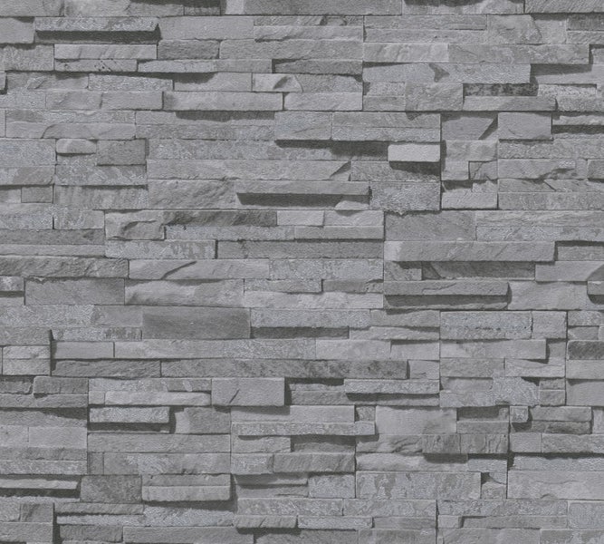 Graue Mauerwerk-Tapete mit Steinoptik