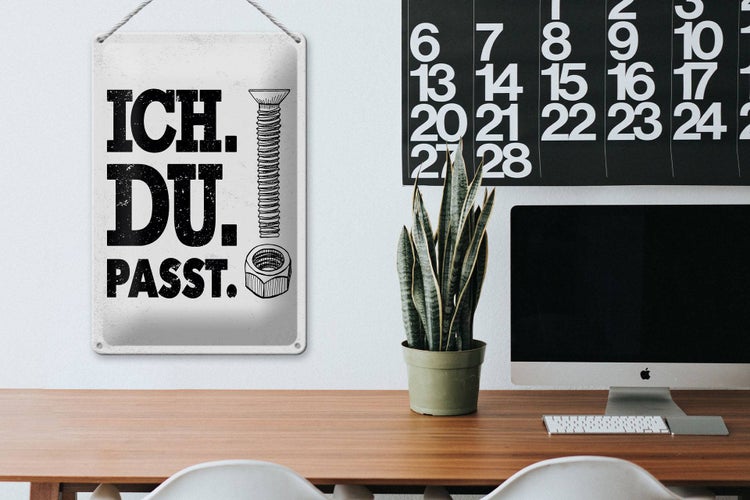 Blechschild Spruch Ich Du Passt Schraube Mutter 20x30cm