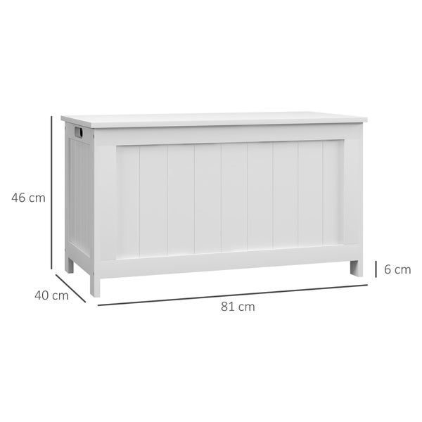 HOMCOM Truhe, Aufbewahrungsbox, Auflagenbox mit Griff, Gerätetruhe mit Deckel, für Wohzimmer, Schlafzimmer, Weiß, 81 x 40 x 46 cm