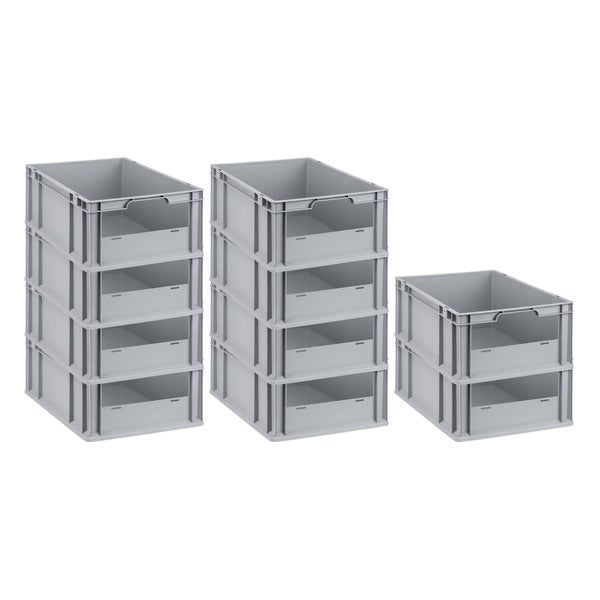 PROREGAL SparSet 10x Eurobox NextGen Insight HxBxT 22 x 40 x 60 cm 44 Liter Front Offen Eurobehälter Transportbox