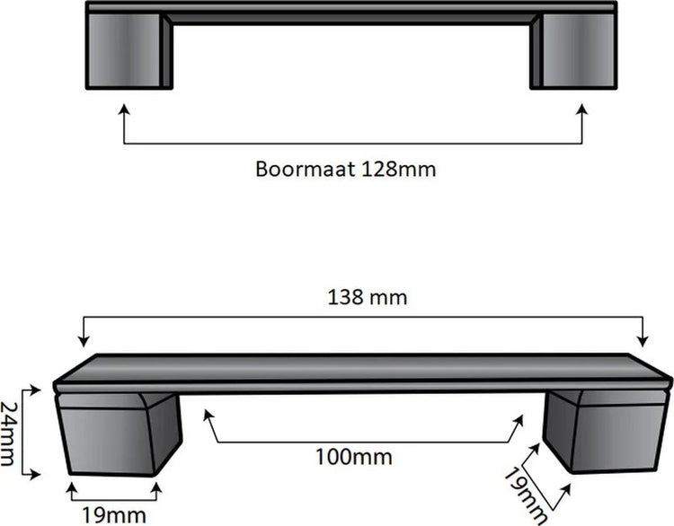 Möbelgriff Stangengriff Austin Lochabstand 128 mm Aluminium Schwarz 10 Stück