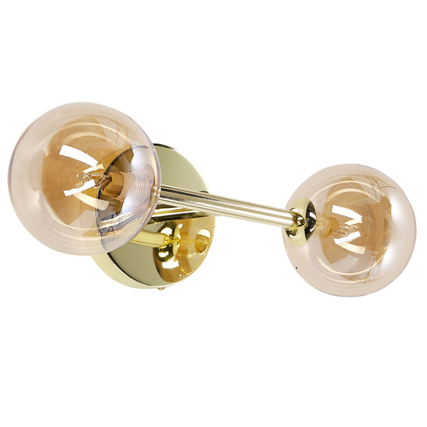 Wandleuchte mit zwei Leuchten und bernsteinfarbenen Glasschirmen