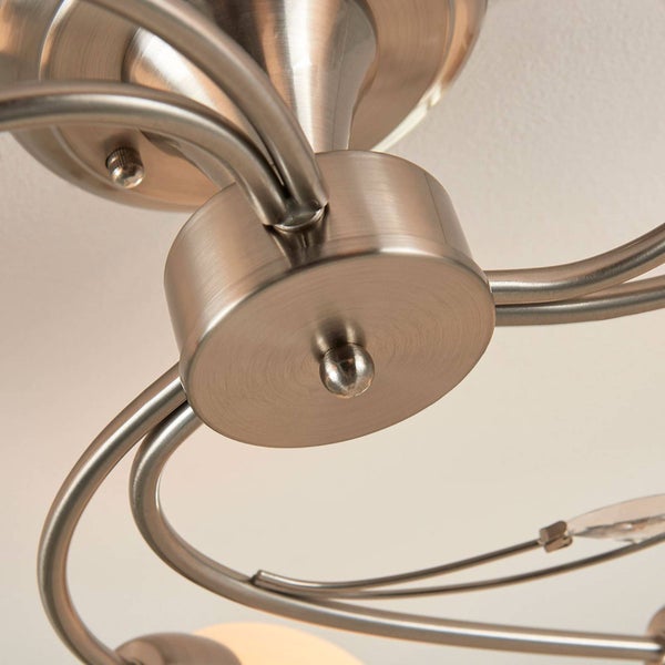 Lindby Deckenlampe Glas Metall nickel matt, Deckenstrahler 6x E14 max. 40W ohne Leuchtmittel Deckenleuchte Schlafzimmer Flur Wohnzimmerlampe