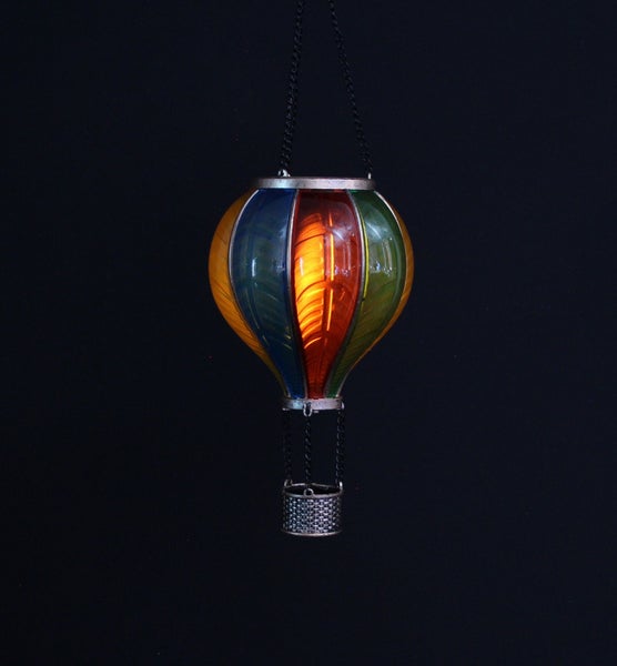 FRANK FLECHTWAREN|Solar-Deko Heißluftballon, 14 x 14 x 46,5 cm, KUNSTSTOFF, METALL