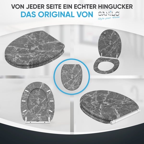 Sanilo Toilettensitz mit Marmoroptik in verschiedenen Ansichten