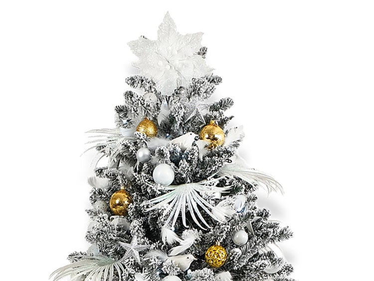 Geschmückter künstlicher weihnachtsbaum mit 222 Stk Kugeln POLAR GOLD 300 cm mit Metallständer