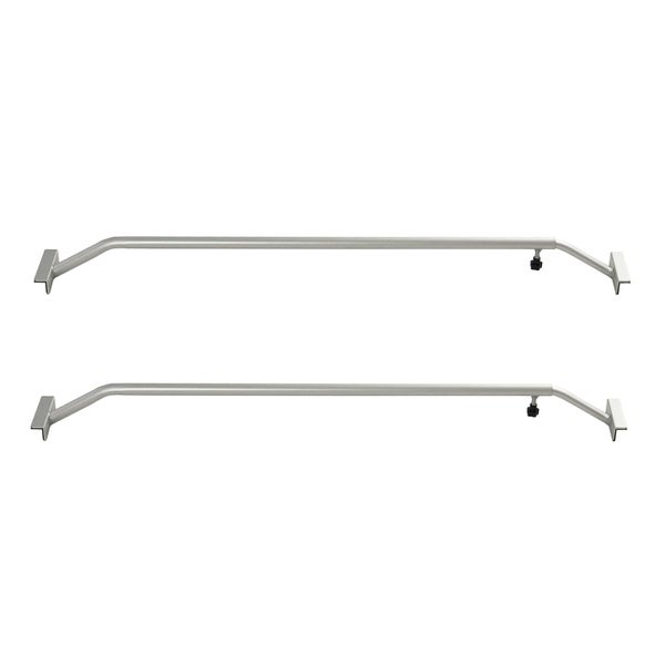 Zwei silberfarbene, verstellbare Duschvorhangstangen