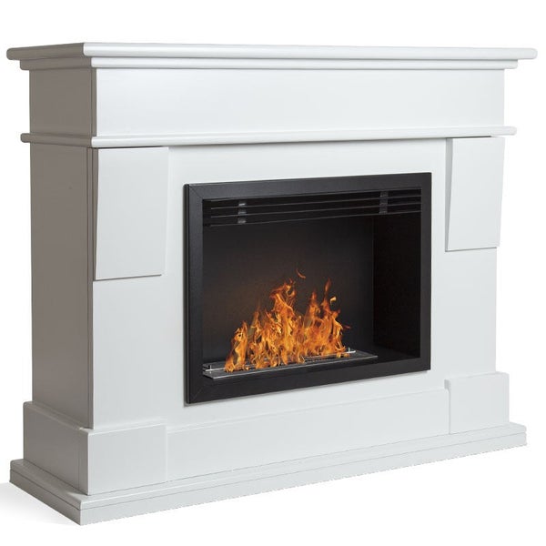 Kamin mit Ethanolfeuerstelle und weißer Verkleidung