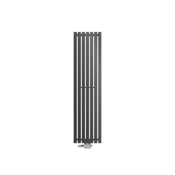 ECD Germany Design Paneelheizkörper Stella Mittelanschluss 370x1400 mm Anthrazit mit Anschlussgarnitur Thermostat Universal Eck- und Durchgangsform, Flach Einlagig Vertikal, Heizkörper Badheizkörper