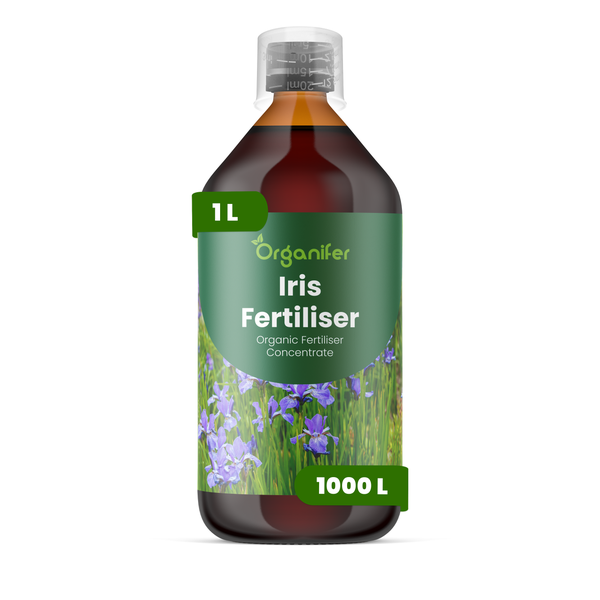 Organifer Iris-Dünger, 1 Liter organisches Flüssigdüngerkonzentrat für Schwertlilien.