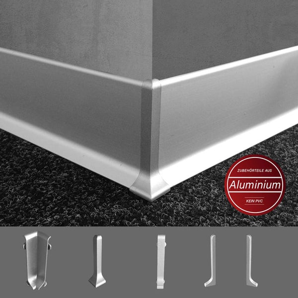 FLOORDIREKT Sockelleiste Aluminium - KWS 608 - Höhe: 8 cm - Länge: 1,90m