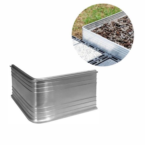 Winkelstück für Rasenkante aus Aluminium zur Einfassung von Beeten und Wegen.