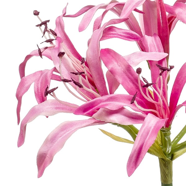 Künstliche Nerine Blume in Rosa mit langen Blütenblättern und dunklen Staubgefäßen.
